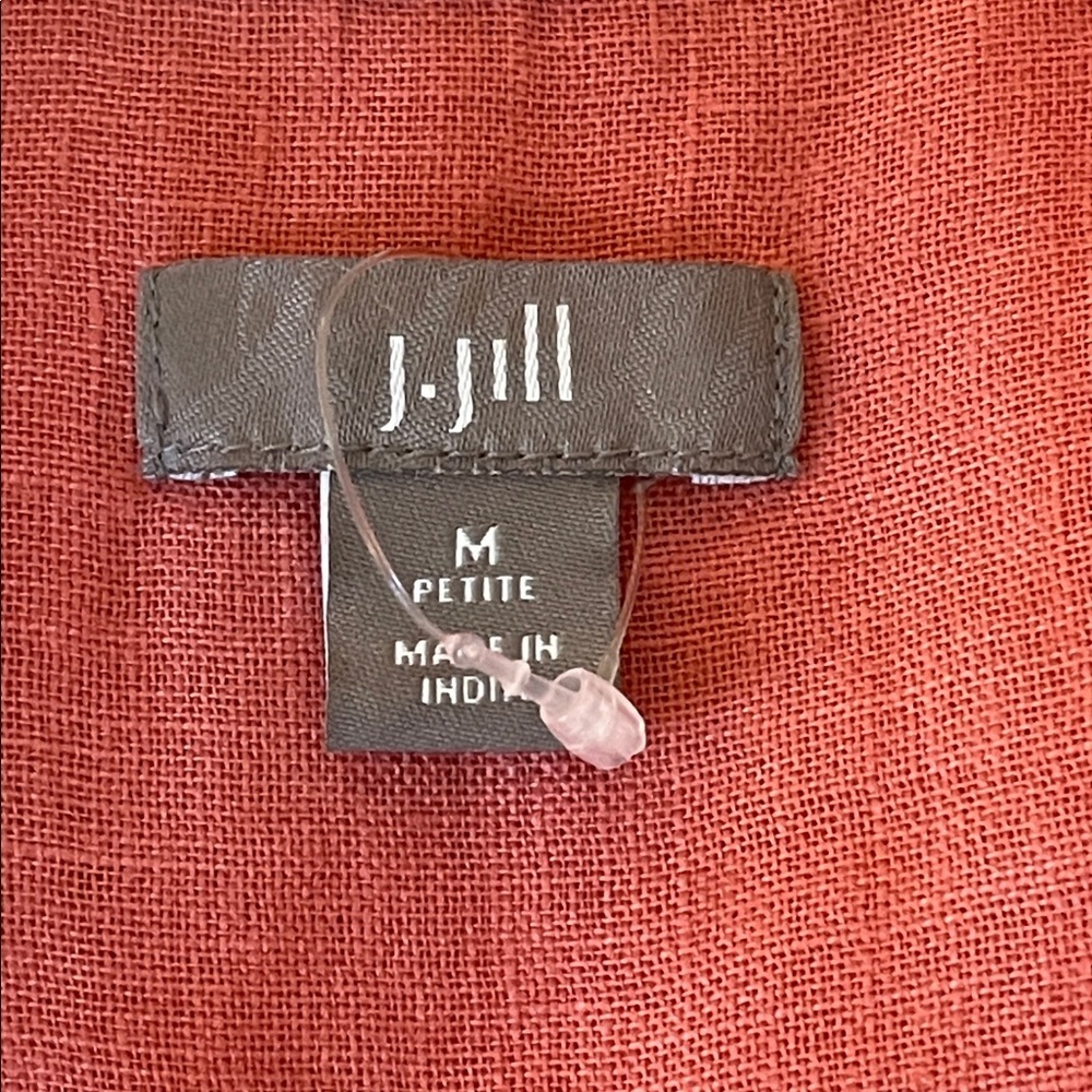 J.Jill Linen Pintuck Button Shirt Coral Pink Petite M - Picture 6 of 7